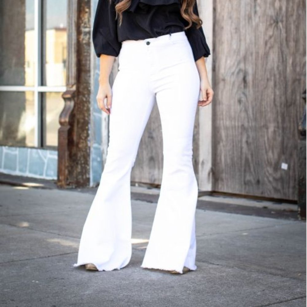 White Denim Flares